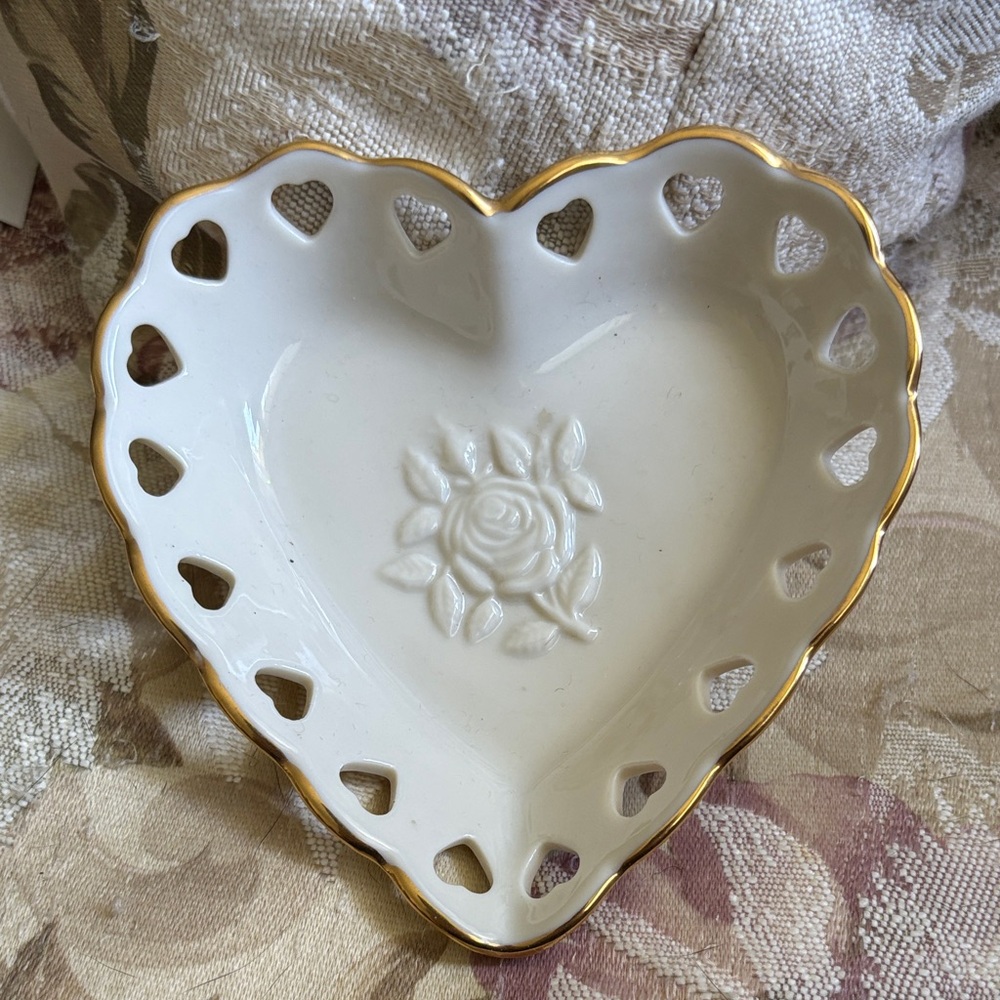 Lenox Heart-Shaped Ivory Dish with Cut-Out Details
